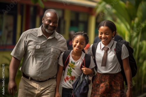 Parents and child go to school