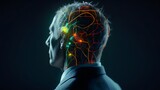 Brain neural human head, mind artificial intelligence technology, ai concept cyborg science brain with neurons