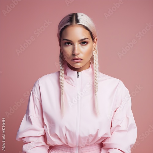 Clothing Campaign Model - Pink Jumpsuit Tracksuit - Pink Ambiance photo