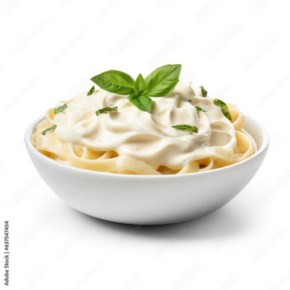 Bowl of fettucini alfredo isolated Bowl of fettucini alfredo isolated