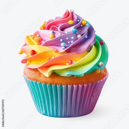 Colorful cupcake isolated