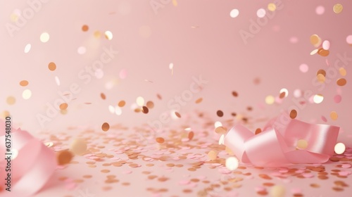 Pink party background with confetti