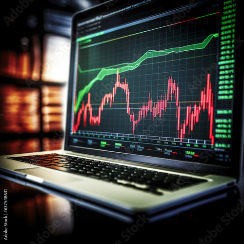 Market trends shown on computer screen, data, trendline, stock market, crypto, stocks, generative AI