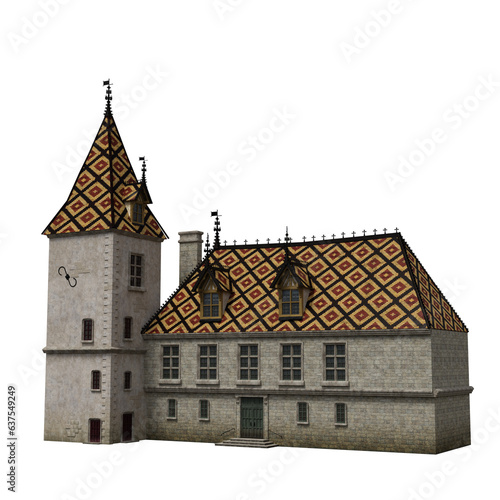 3d rendering old Germany style castle mansion isolated