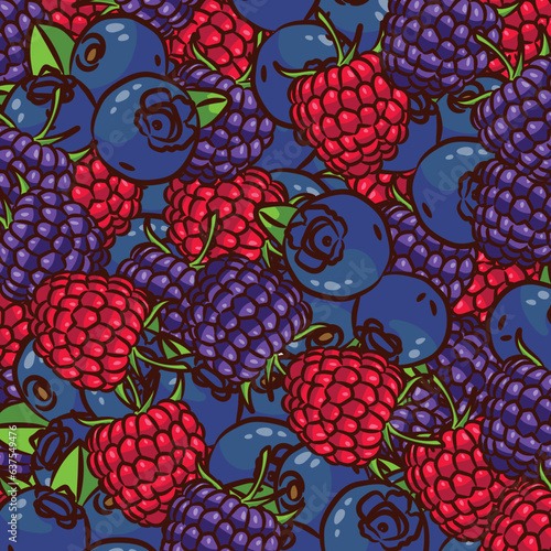 A pattern of wild berries scattered about