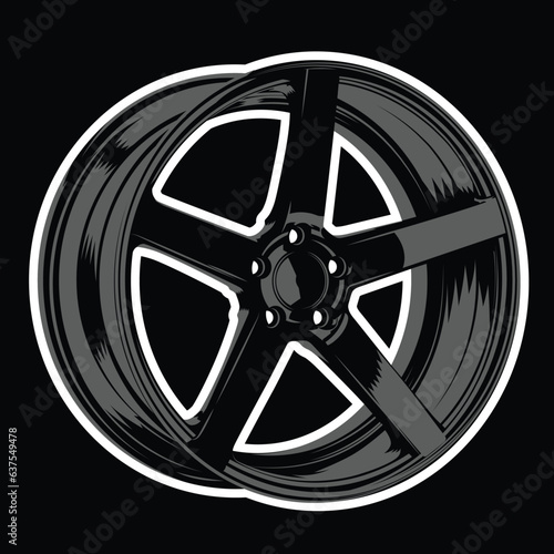 Car disk on a black background. Stylish car part. Car tuning disc