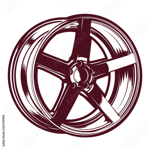 Car disk on a white background. Stylish car part. Car tuning disc