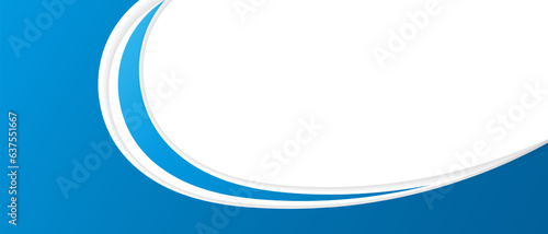 Minimal blue and white business banner background with dynamic curve and shadows