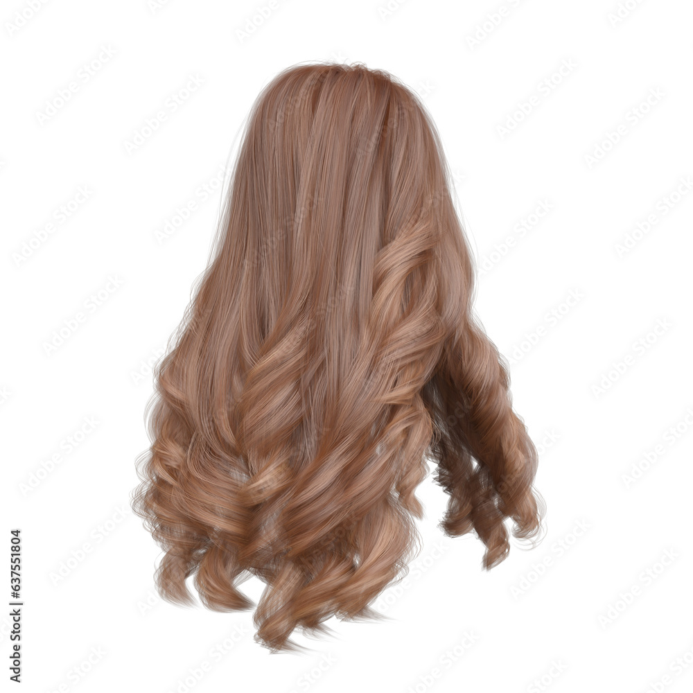 Fototapeta premium 3d rendering mahogany dark ginger wavy princess hair isolated 