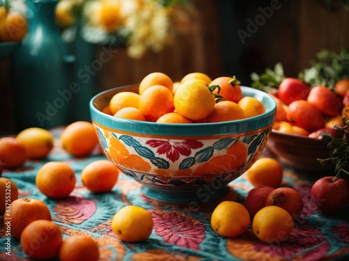 Beautiful cup with sunlight with citrus fruits