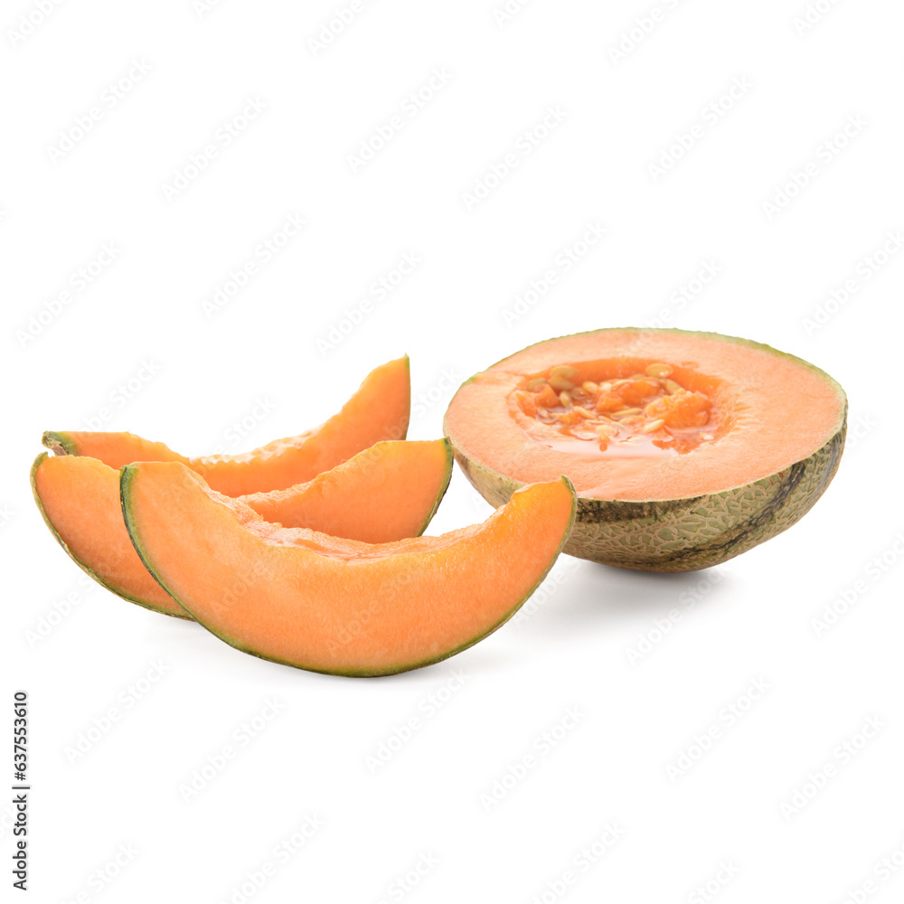 Ripe cut melon on white background Ripe cut melon on white background