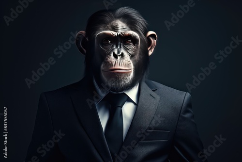 Ape or monkey in smart business suit and tie