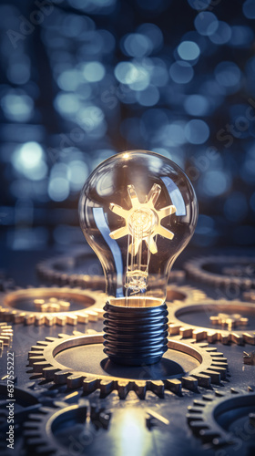Lightbulb and Gears Depicting Innovation Amid Success Risks and Challenges