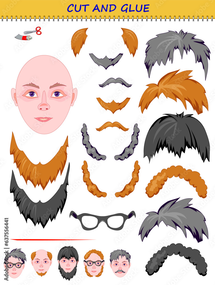 Use a scissors to cut and glue the imaginary face. Educational page for ...
