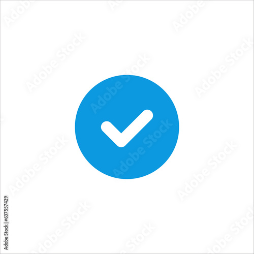Tick sign circle. Blue chec...