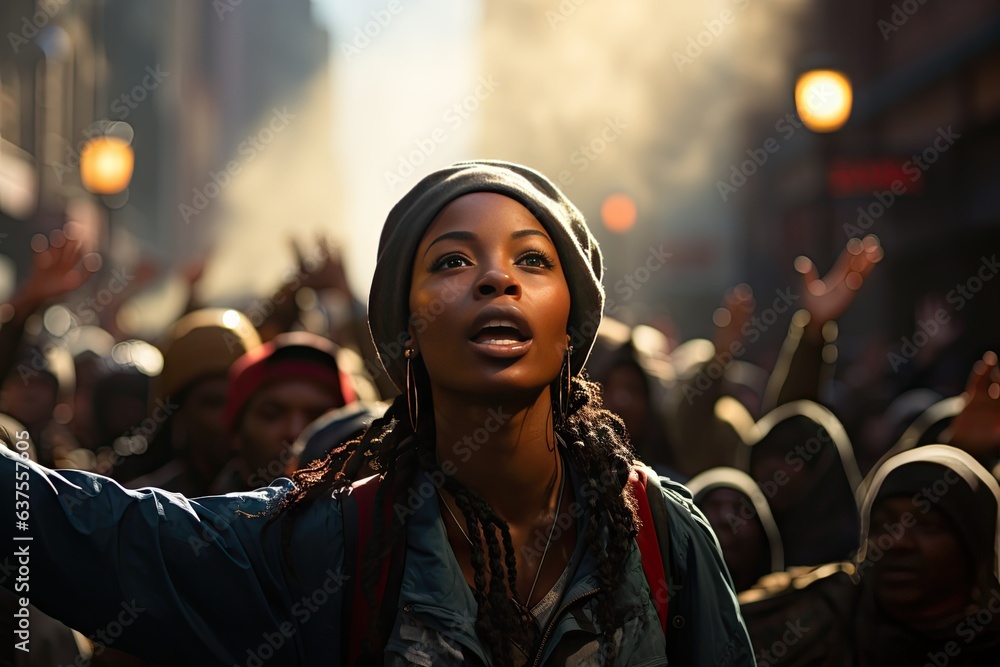 Fototapeta premium Disorder and protests unfolding on the bustling streets of a metropolis