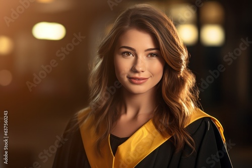 Smiling young woman in graduation gowns