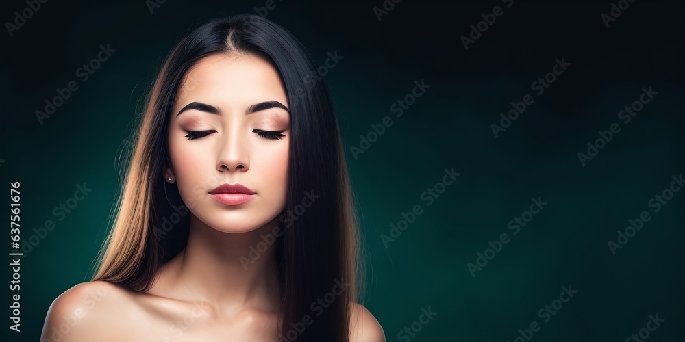 A young woman with beautiful hair, generative AI A young woman with beautiful hair, generative AI