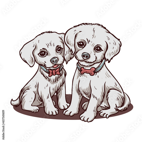 couple sweaty cute dog puppy vector illustration