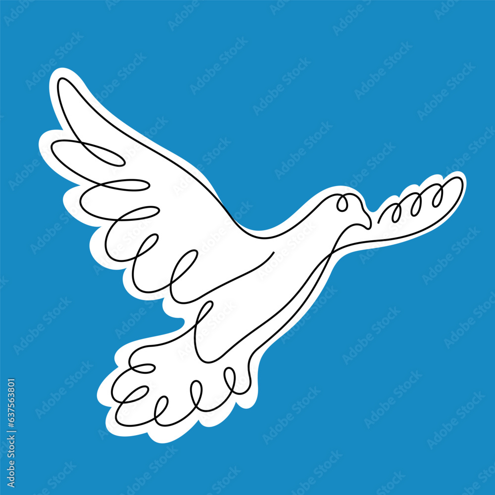 Obraz premium Dove abstract continuous line vector illustration