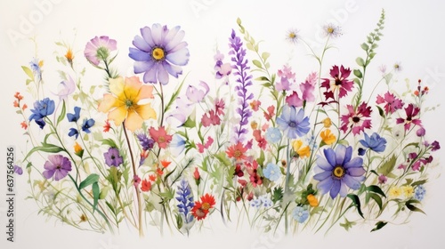 A watercolor painting of a field of flowers © Maria Starus