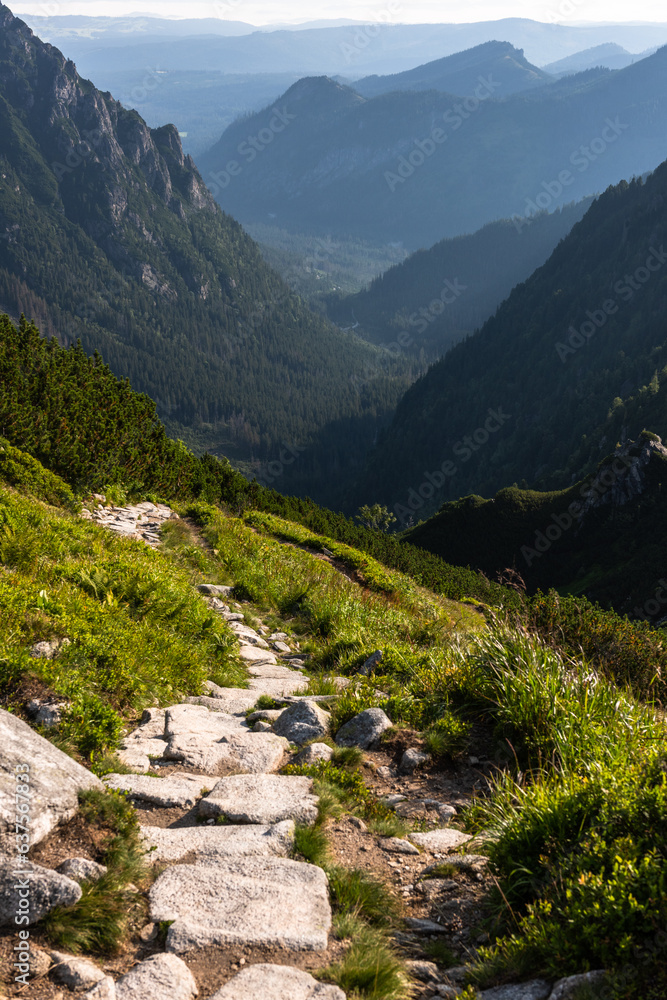 Alpine trail in Tatra Mountains, Poland at summer. Scenic landscape and nature