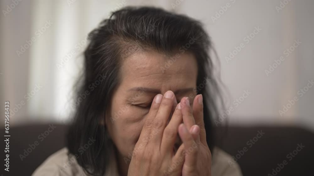 Anxiety pensive Senior woman, mental health problem, headache and depressed. Anxiety pensive Senior woman, mental health problem, headache and depressed.