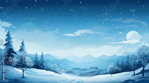Winter landscape shape in blue tone, AI Generated © miro