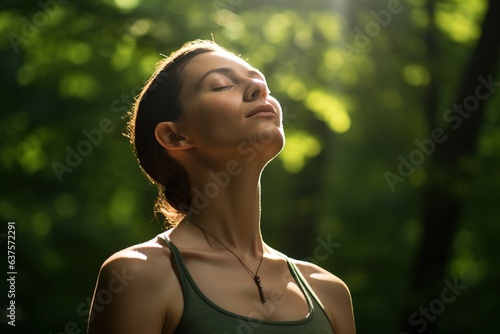 girl doing neck stretching exercises. Neck pain concept