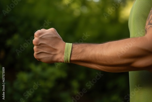 male hand with a bandage on the wrist. The concept of pain in the beam of the carpal joint © Fotograf