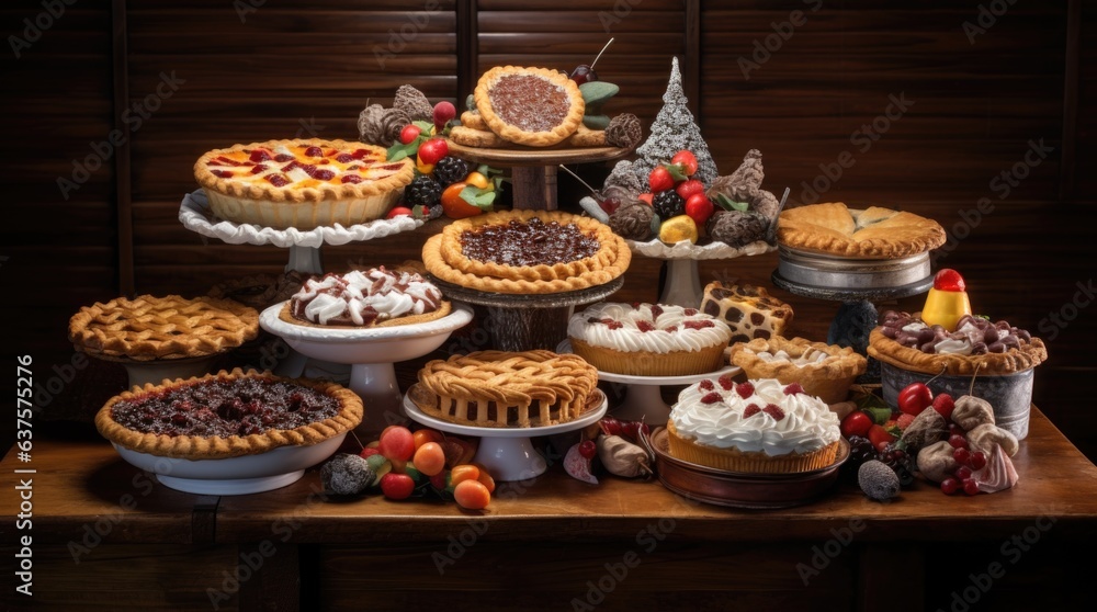 A table topped with lots of different types of pies