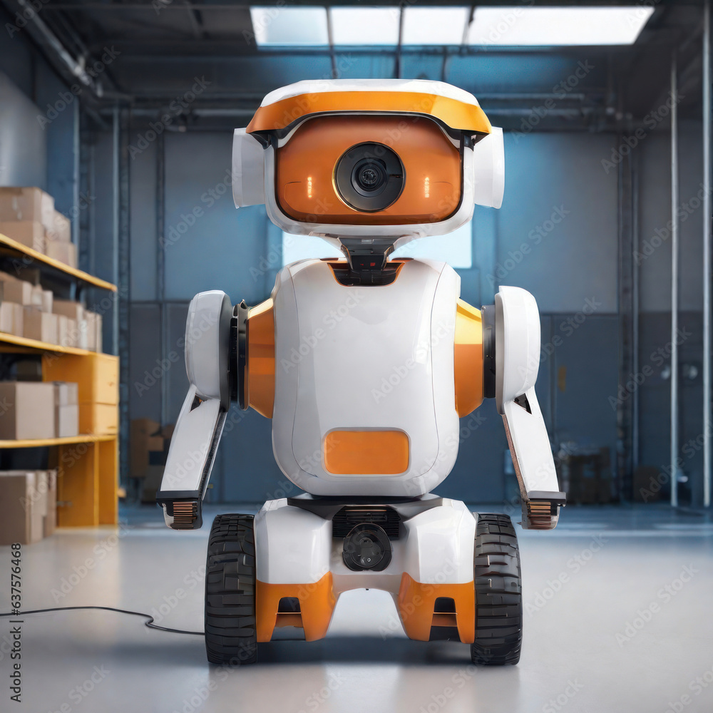Illustration a robot delivery system concept without humans in the future.Generative AI Illustration a robot delivery system concept without humans in the future.Generative AI