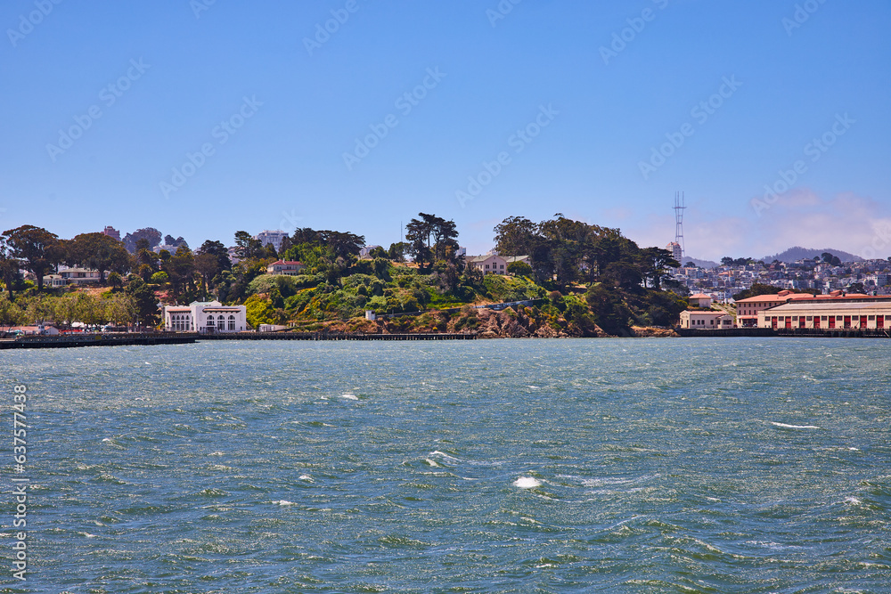 California shoreline with choppy San Francisco bay waters