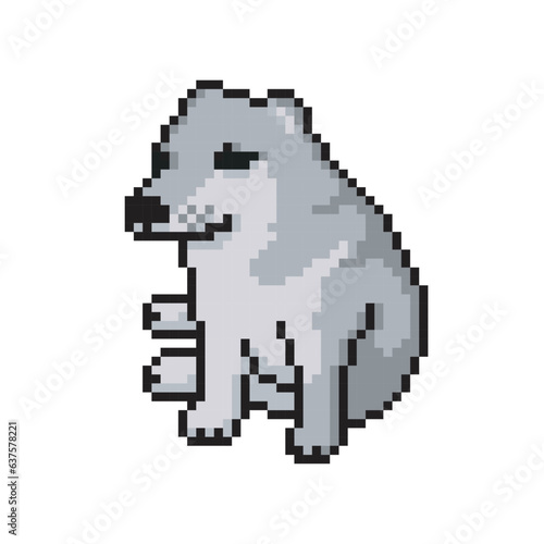 Monochrome dog, pixel art meme