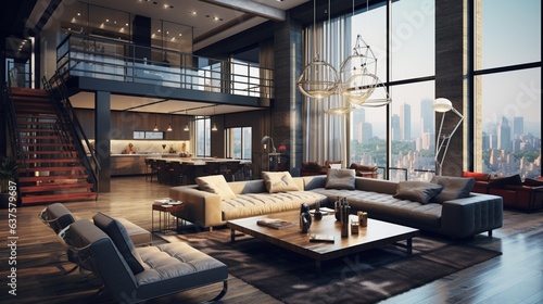 Awesome Modern Loft Living Room   Architecture Interior © Ammar