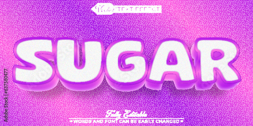 Cartoon Cute Pink And White Sugar Vector Editable Text Effect Template