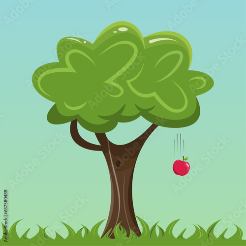 Apple Falling From Tree vector illustration graphic