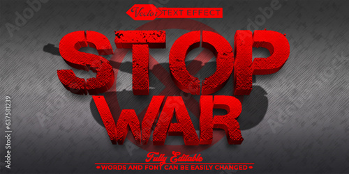 Red Stop War Vector Editable Text Effect Template