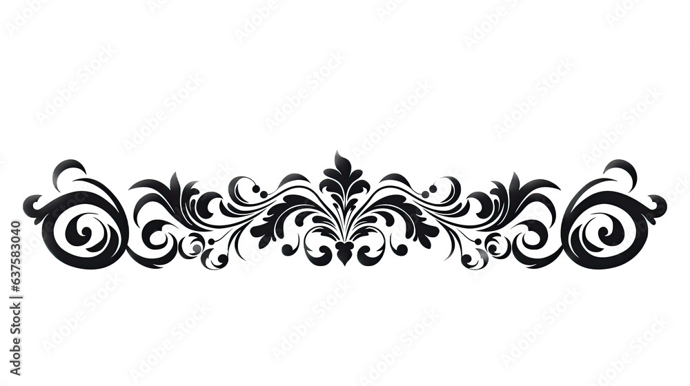 a graphic ornamental long horizontal filagree, in Design-themed, illustration in a PNG, cutout, and isolated. Generative ai