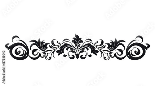 a graphic ornamental long horizontal filagree, in Design-themed, illustration in a PNG, cutout, and isolated. Generative ai