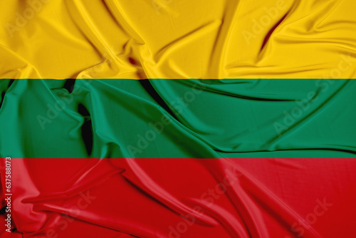 Lithuania official national flag of silk fabric texture photo