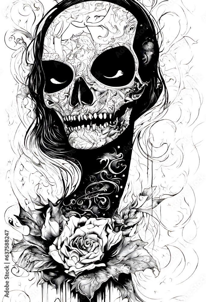 Fototapeta premium Halloween Monster - Zombie portrait black and white 
