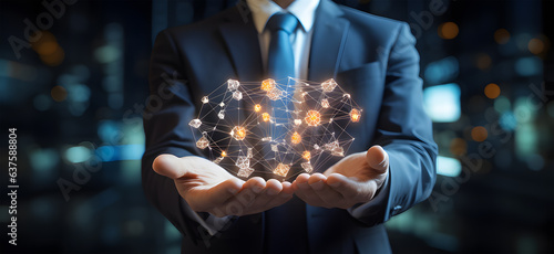 businessman holding up technology Ai generative