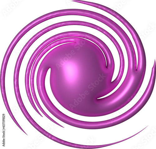 3D pink s Metallic shiny inflated png files with transparent background Abstract circle