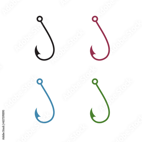 Fish Hook Set logo. Merges angling allure with versatility. Perfect for varied branding. Vector illustration.