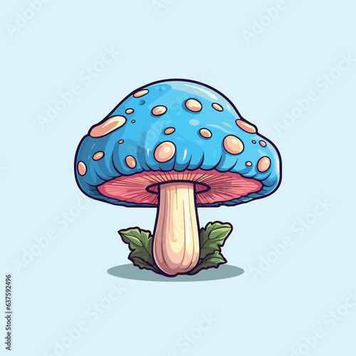 agaricus campestris kawaii cartoon illustration