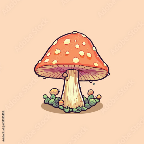 beech mushroom kawaii cartoon illustration