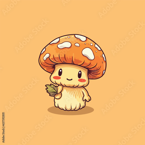 matsutake mushroom kawaii cartoon illustration