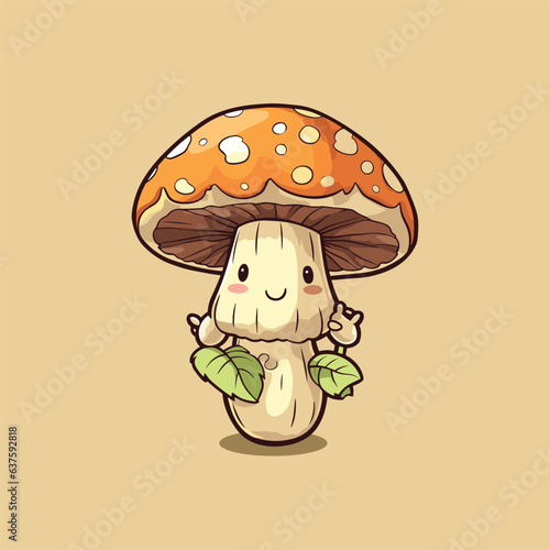 matsutake mushroom kawaii cartoon illustration