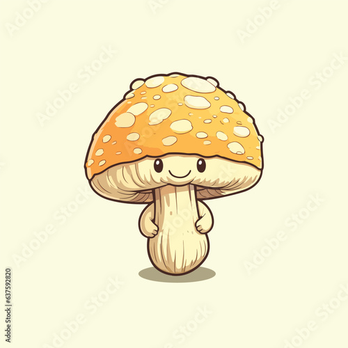 matsutake mushroom kawaii cartoon illustration